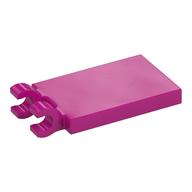 Tile Special 2 x 3 with 2 Clips [Thick Open O Clips] (Magenta)