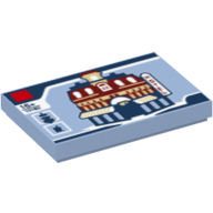 Tile 2 x 3 with Cafe Corner Lego Set Box Pattern (Bright Light Blue)