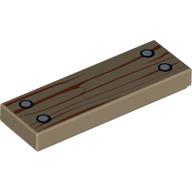 Tile 1 x 3 with Wood Grain and 4 Nails Print (Dark Tan)