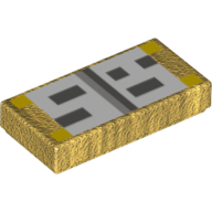 Tile 1 x 2 with Pixelated Black, White and Gray Print (Minecraft Open Book) (Pearl Gold)
