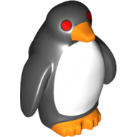 Animal, Bird, Penguin with Red Eyes Print (Black)