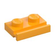 Plate Special 1 x 2 with Door Rail (Bright Light Orange)