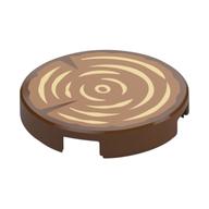 Tile Round 2 x 2 with Tree Trunk / Wood Log Print (Reddish Brown)