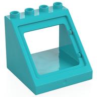 Duplo Roof Section 4 x 4 x 3 with Window (Medium Azure)