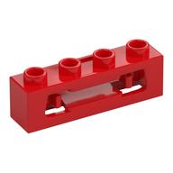 Launcher, Brick Special 1 x 4 with Inside Clips (Disk Shooter) with Recessed Center 2 Studs (Red)
