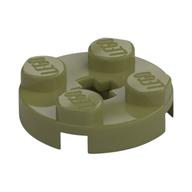 Plate Round 2 x 2 with Axle Hole Type 1 (+ Opening) (Olive Green)