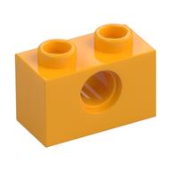Technic Brick 1 x 2 [1 Pin Hole] (Bright Light Orange)