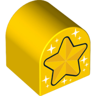 Duplo Brick 2 x 2 x 2 Curved Top with Stars Print (Yellow)