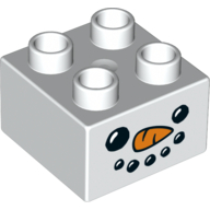 Duplo Brick 2 x 2 with Snowman Face Print (White)