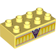 Duplo Brick 2 x 4 with 'V8' and Arches Print (Bright Light Yellow)