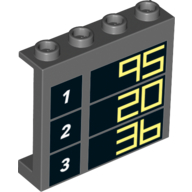 Panel 1 x 4 x 3 with '1 95', '2 20' and '3 36' Print (Dark Bluish Gray)