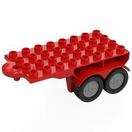 Duplo Trailer Flatbed 4 x 8 with Hook and 4 Light Bluish Gray Wheels (Red)