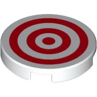 Tile Round 2 x 2 with Red Circles Print (White)