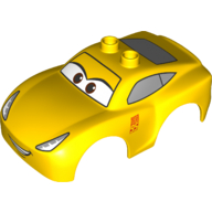 Duplo Car Body, 2 Top Studs and Spoiler with Cruz Ramirez Print (Yellow)