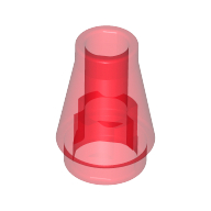 Cone 1 x 1 [No Top Groove] (Trans-Red)