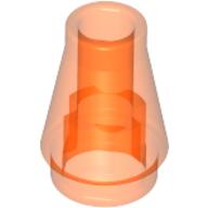 Cone 1 x 1 [No Top Groove] (Trans-Neon Orange)