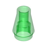 Cone 1 x 1 [No Top Groove] (Trans-Green)