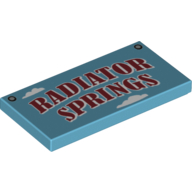 Tile 2 x 4 with 'RADIATOR SPRINGS' Sign Print (Medium Azure)