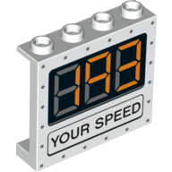 Panel 1 x 4 x 3 with 'Your Speed', and Digital Display '193' (Panel 1 x 4 x 3 with Side Supports - Hollow Studs with '193' and 'YOUR SPEED' Speedometer) Print (White)