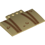 Brick Curved 5 x 8 x 2/3 with Reddish Brown Tyre Tracks Print (Tan)
