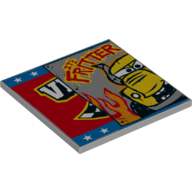 Tile 6 x 6 with Bus Half and 'IT'S FRITTER' Print (Light Bluish Gray)