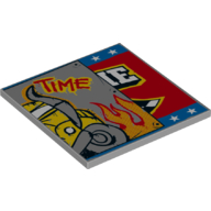 Tile 6 x 6 with Bus Half and 'TIME' Print (Light Bluish Gray)