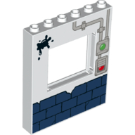 Panel 1 x 6 x 6 with Window with Oil Stain, Brick Wall and Garage Door Buttons Print (White)