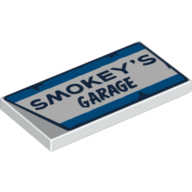 Tile 2 x 4 with 'Smokey's Garage' Sign Print (White)