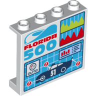 Panel 1 x 4 x 3 with Florida 500, Graphs and Car Technic Schematics Print (White)