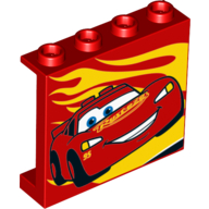 Panel 1 x 4 x 3 with Lightning McQueen Print (Red)
