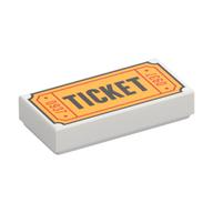 Tile 1 x 2 with 'TICKET' and '0937' Print (White)