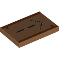 Tile 2 x 3 with Centered Black Minecraft Style Arrow, Dark Brown Lines with Single Pixel Square Print (Medium Nougat)