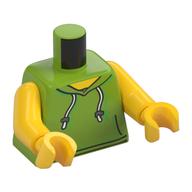 Torso, Hoodie with White Drawstrings, and Front Pockets Print, Yellow Arms and Hands (Lime)