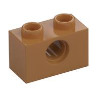 Technic Brick 1 x 2 [1 Pin Hole] (Medium Nougat)