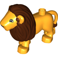 Duplo Animal Lion Adult Male, Reddish Brown Mane, Rounded Eyes Print (Bright Light Orange)