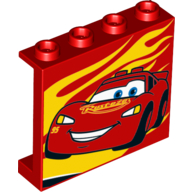 Panel 1 x 4 x 3 with Lightning McQueen Print (Red)