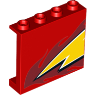 Panel 1 x 4 x 3 with Lightning Bolt Print (Red)