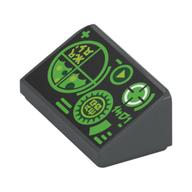 Brick Sloped 30° 1 x 2 x 2/3 with Green Screens and Controls Print (Dark Bluish Gray)