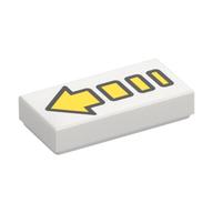 Tile 1 x 2 with Broken Arrow Long Yellow with Black Border Print (White)