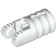 Hinge Cylinder 1 x 2 Locking with 2 Click Fingers and Axle Hole, 9 Teeth (White)