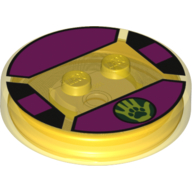 Function Brick Round 4 x 4 x 2/3 with 2 Studs and Paw on Hand Print (Trans-Yellow)