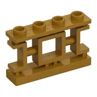 Fence 1 x 4 x 2 Ornamental Asian Lattice Square with 4 Studs (Pearl Gold)