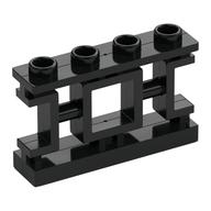 Fence 1 x 4 x 2 Ornamental Asian Lattice Square with 4 Studs (Black)