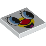 Tile 2 x 2 with Clown Print (White)