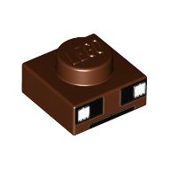 Plate 1 x 1 with White and Black Squares/Eyes (Reddish Brown)