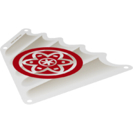 Sail, Triangular, 16 x 18 Tapered Top and Wavy Edge with Red Circle with Petals and Inner Circle Print (White)