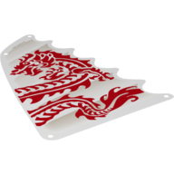 Sail, Triangular, 18 x 27 Tapered Top and Wavy Edge with Red Dragon Head, Forelegs and Tail Print (White)