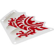 Sail, Triangular, 13 x 15 Tapered Top and Wavy Edge with Red Dragon Hind Legs and Torso Print (White)