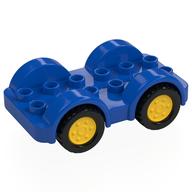 Duplo Car Base 2 x 6 - 4 Yellow Wheels with Black Tires on 4 Fixed Axles (Blue)