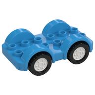 Duplo Car Base 2 x 6 - 4 White Wheels with Black Tires on 4 Fixed Axles (Dark Azure)